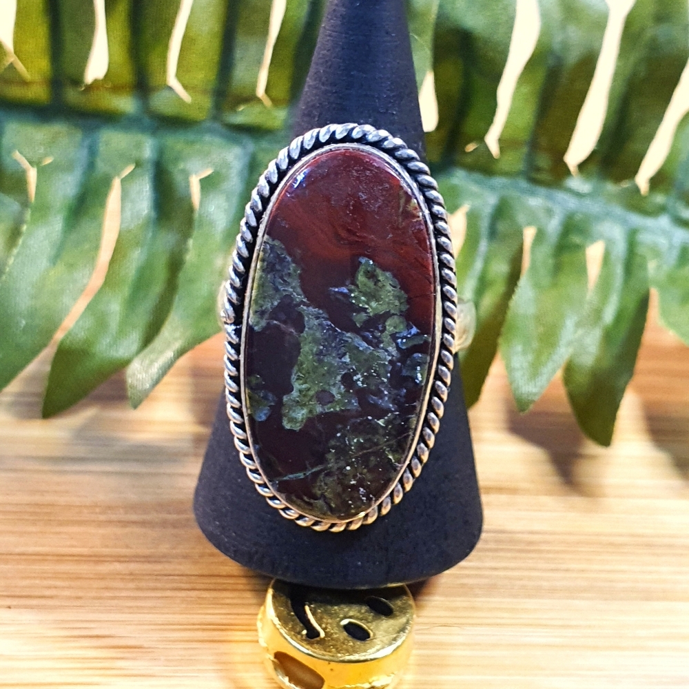 Unakite Gemstone 925 Sterling Silver Plated Ring Size 8